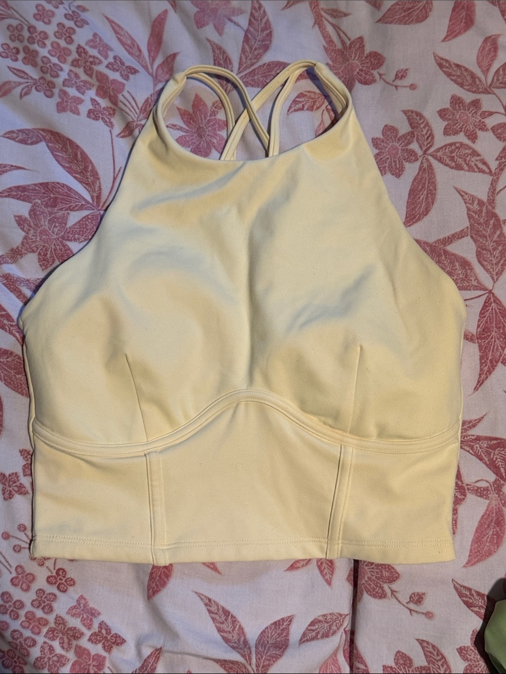 POPFLEX Pale Yellow Longline Crisscross Sports Bralette